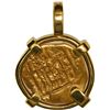 Image 2 : SPAIN, Seville, gold cob 1 escudo, Philip III, assayer D, mounted cross-side out in 18K gold pendant