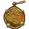 Image 1 : SPAIN, Seville, gold cob 2 escudos, Philip III or IV, assayer not visible, mounted in 14K gold