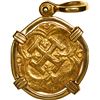 Image 2 : SPAIN, Seville, gold cob 2 escudos, Philip III or IV, assayer not visible, mounted in 14K gold