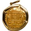 Image 1 : SPAIN, Seville, gold cob 8 escudos, Charles II, assayer not visible, mounted cross-side out in 18K g