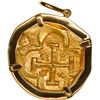 Image 2 : SPAIN, Seville, gold cob 8 escudos, Charles II, assayer not visible, mounted cross-side out in 18K g