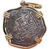 Image 2 : BOLIVIA, Potosí, cob 2 reales, Philip III, assayer Q, Grade 1, ex-Atocha (1622), mounted cross-side 