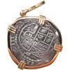 Image 2 : BOLIVIA, Potosí, cob 2 reales, Philip III, assayer Q, Grade 1, ex-Atocha (1622), mounted cross-side 