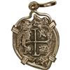 Image 1 : BOLIVIA, Potosí, cob 2 reales, 1678 E, ex-Consolacion (1681), mounted cross-side out in silver penda
