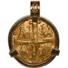 Image 1 : PERU, Lima, gold cob 4 escudos, 1750 R, mule with 8E cross side, ex-Luz (1752), mounted cross-side o