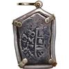 Image 1 : MEXICO, Mexico City, cob 4 reales, 1730 R, mounted shield side out in silver pendant with 14K gold p