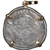 Image 2 : BOLIVIA, Potosí, cob 2 reales, Philip II, assayer B (1st period), mounted cross-side out in silver