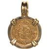 Image 1 : SPAIN, Madrid, gold bust ½ escudo, Charles III, 1788 M, mounted in 18K gold pendant with fixed bail.