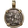 Image 1 : ANCIENT GREEK, Moesia, Istros, AR drachm, 313-280 BC, mounted heads-side out in 14K gold pendant wit