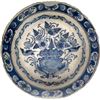 Image 1 : Blue-and-white glazed small Delftware plate, intact, bird and flowers motif, ex-pirate ship Golden F