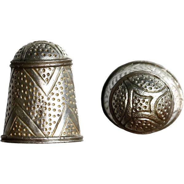 Silver thimble, Spanish colonial, 1500s-1600s.