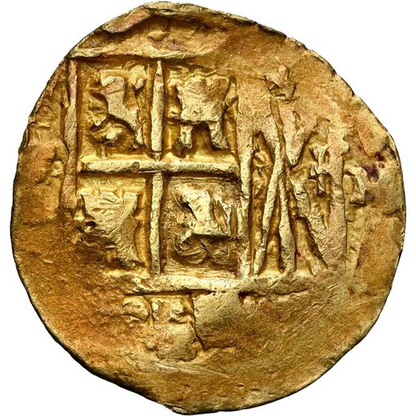 COLOMBIA, Bogotá, gold cob 2 escudos, Philip V, assayer M to right (1730s), NGC XF details / removed