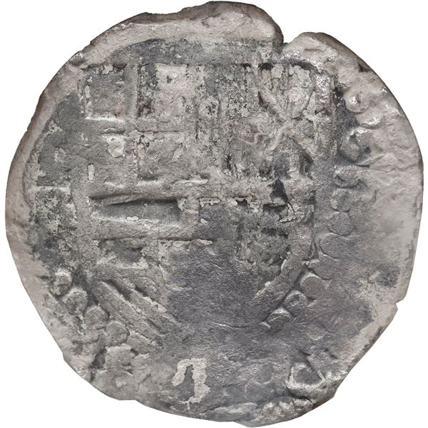 BOLIVIA, Potosí, cob 8 reales, Philip III, assayer R (curved leg), Grade 2, NGC / shipwreck effect (
