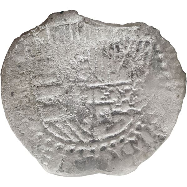 BOLIVIA, Potosí, cob 8 reales, Philip III, assayer R (curved leg), Grade 2, NGC / shipwreck effect (
