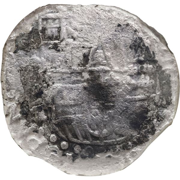 BOLIVIA, Potosí, cob 8 reales, 1618 T, Grade 2, NGC / shipwreck effect (São José Shipwreck Label).