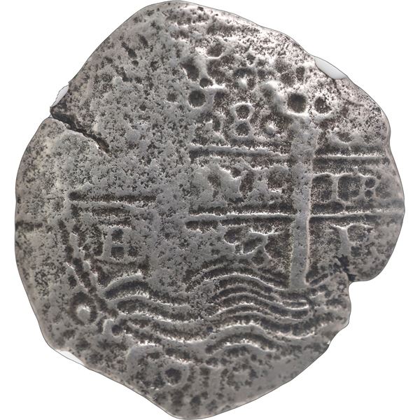 BOLIVIA, Potosí, cob 8 reales, 1653 E, •PH• at top, NGC F details / sea salvaged (
