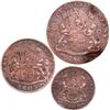 Image 2 : INDIA (British), Madras Presidency, copper denomination set of V, X, and XX cash, 1803.