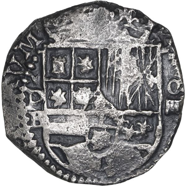 BOLIVIA, Potosí, cob 4 reales, Philip II, assayer B (5th period), border of x's on reverse only, ex-