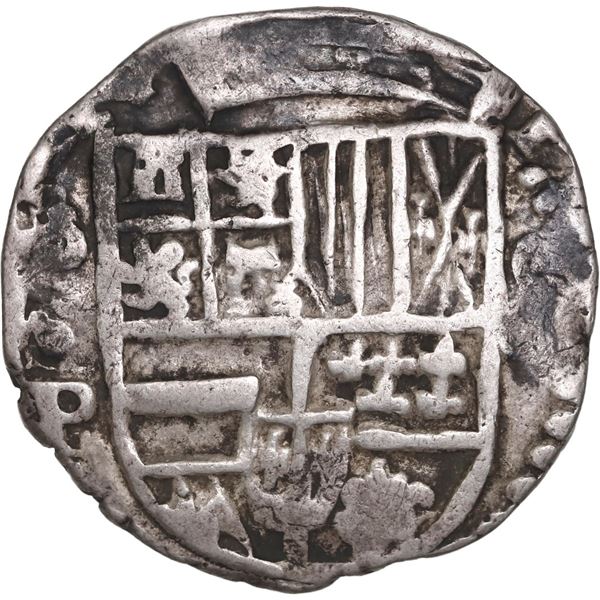 BOLIVIA, Potosí, cob 4 reales, Philip IV, assayer P (mid-1620s), quadrants of cross transposed, "fla