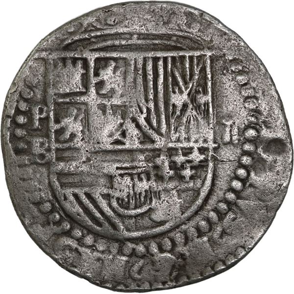 BOLIVIA, Potosí, cob 2 reales, Philip II, assayer B (1st period).
