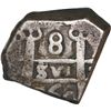 Image 1 : BOLIVIA, Potosí, cob 8 reales, 1625 P, upper half of shield and quadrants of cross transposed