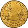 Image 2 : BOLIVIA, Potosí, gold 8 scudos, 1837 LM, NGC UNC details / rev graffiti.
