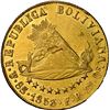 Image 2 : BOLIVIA, Potosí, gold 8 scudos, 1853 FP, NGC AU details / planchet flaw.