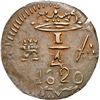Image 1 : COLOMBIA, Santa Marta, copper ¼ real, Ferdinand VII, 1820, NGC AU 55 BN.