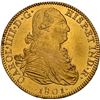 Image 1 : MEXICO, Mexico City, gold bust 8 escudos, Charles IV, 1801 FM, NGC AU details / obv cleaned.