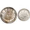 Image 1 : MEXICO, two-coin set of cap-and-rays 8R and 2R, 1838 ZsOM and 1827 MoJM respectively, ex-"New Orlean