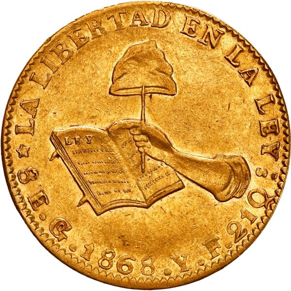 MEXICO, Guanajuato, gold 8 escudos, 1868 YF.