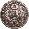 Image 2 : PERU, Lima, 1 real, 1838/7 MB, rare, NGC VF details / damaged, ex-O'Brien.