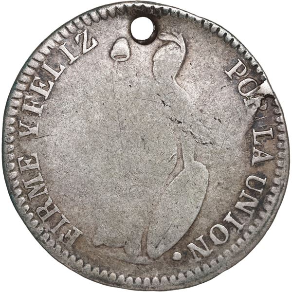 PERU, Pasco, 4 reales, 1845 M, very rare, ex-O'Brien.