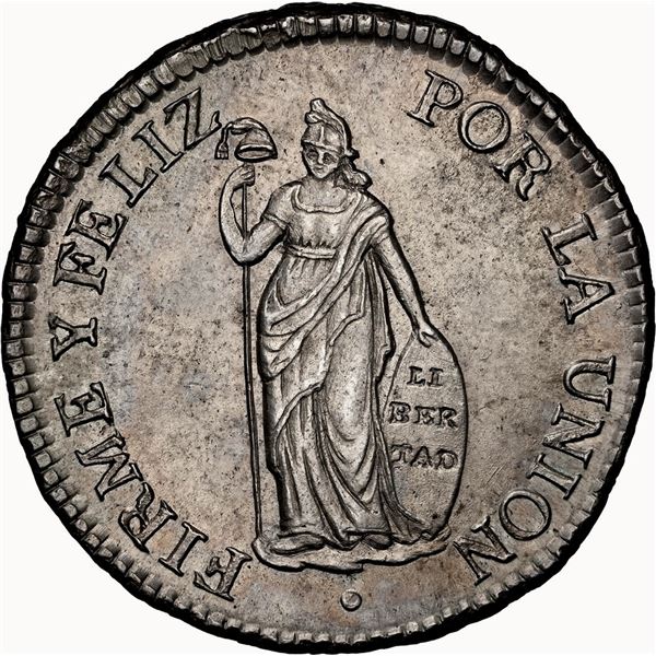 PERU, Lima, 2 reales, 1826 JM, five berries, NGC MS 64, ex-O'Brien.