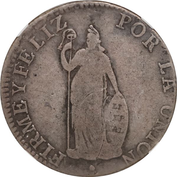 PERU, Cuzco, 2 reales, 1828 G, rare, NGC VG 10, finest and only example in NGC census, ex-O'Brien.