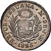 Image 2 : PERU, Lima, 2 reales, 1828 JM, first 8/2 in date, coin axis, NGC MS 62, ex-O'Brien.