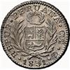 Image 2 : PERU, Cuzco, ½ real, 1831 G, rare, NGC AU 55, ex-O'Brien.
