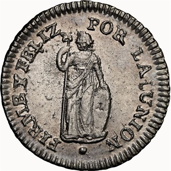 PERU, Lima, ½ real, 1833/3 MM, NGC UNC details / obv cleaned, ex-O'Brien.