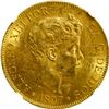 Image 1 : SPAIN, Madrid, gold 100 pesetas, Alfonso XIII, 1897 S-GV, with 18-97 inside six-point stars, NGC MS 