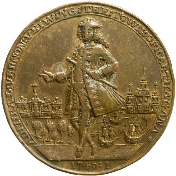 GREAT BRITAIN, copper alloy Admiral Vernon medal, 1741, Cartagena.