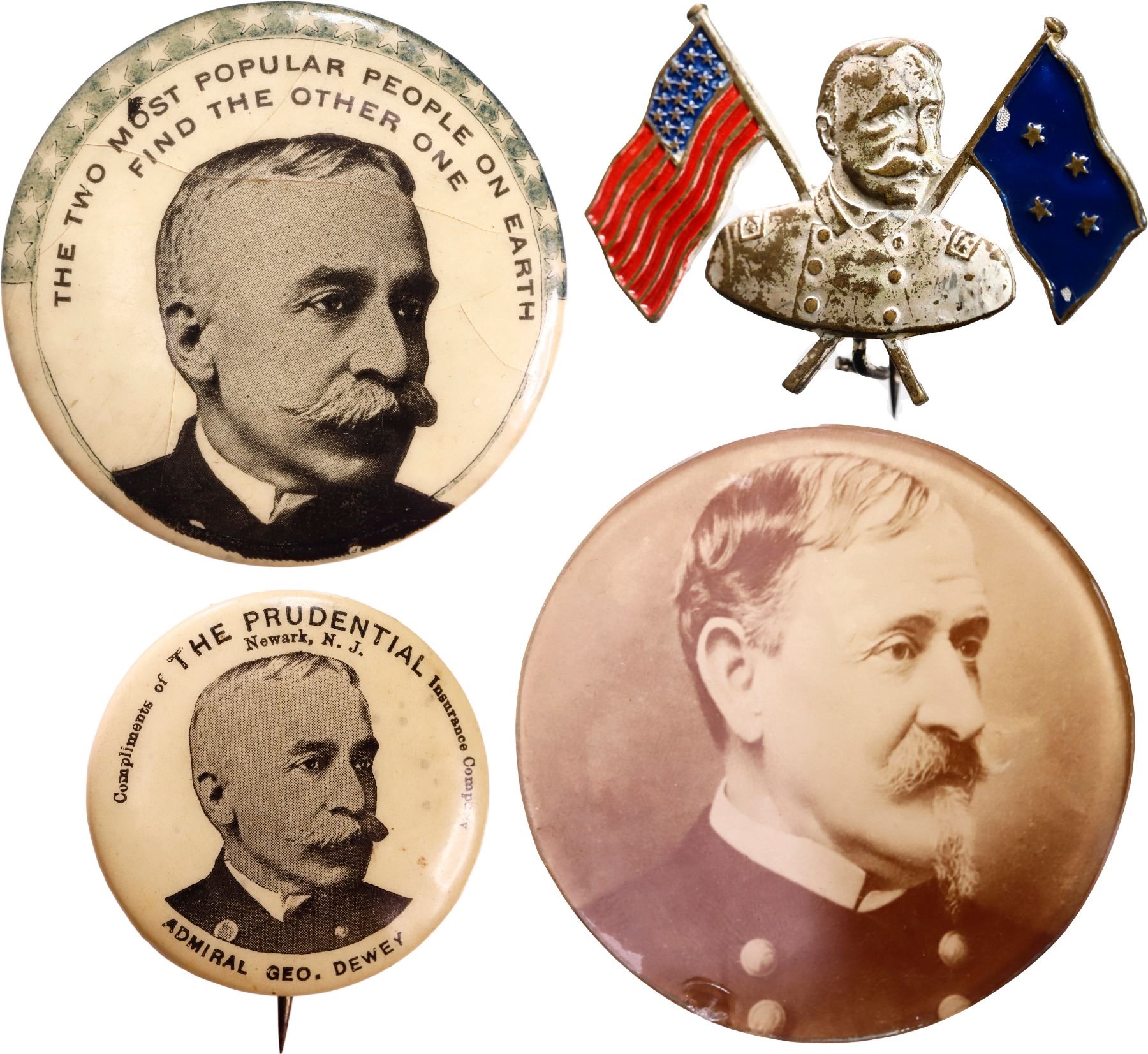 UNITED STATES, group of four Spanish-American War pins, circa 1898 ...