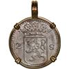 Image 2 : NETHERLANDS (United), Holland, 2 stuivers, 1724, ex-Akerendam (1725), mounted in 14K gold pendant wi