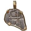 Image 2 : MEXICO, Mexico City, cob 1 real, Charles II, assayer not visible, neat shape, mounted cross-side out