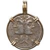 Image 1 : ANCIENT ROMAN, Roman Republic, AR denarius, C Fonteius, 114-113 BC, mounted in 14K gold pendant with