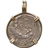 Image 2 : ANCIENT ROMAN, Roman Republic, AR denarius, C Fonteius, 114-113 BC, mounted in 14K gold pendant with