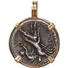 Image 2 : ANCIENT ROMAN, Roman Republic, AR denarius, L Flaminius Cilo, ca. 109/8 BC, mounted in 14K gold pend