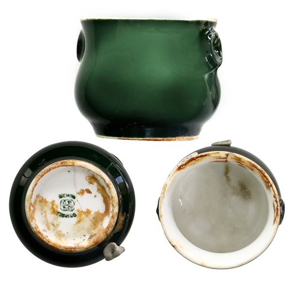 Green-glazed butter pot, ex-Empress of Ireland (1914).