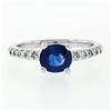 Image 5 : NEW 14K White Gold 1.30 ctw GIA Oval Sapphire Solitaire & Diamond Engagement Rin