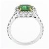 Image 7 : NEW 18k TT Gold 2.51 ctw GIA Colombia Green Emerald w/ Diamond Halo Cocktail Rin