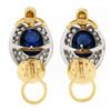 Image 6 : Large 18k Gold 18+ct GIA Oval Cabochon Sapphire Diamond Statement Cuff Earrings